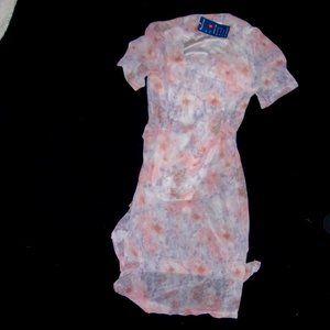 NEW size small womens long loral purple pink floral  light dress pretty